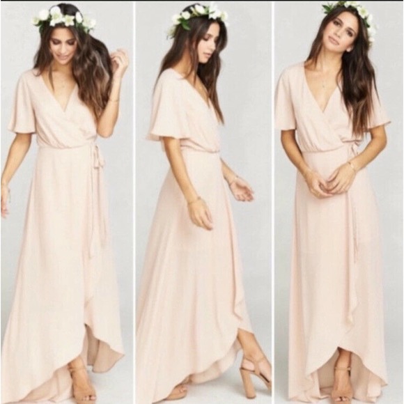 Show Me Your MuMu Dresses & Skirts - Show Me Your Mumu Sophia Wrap Dress in Dusty Blush Crisp size L